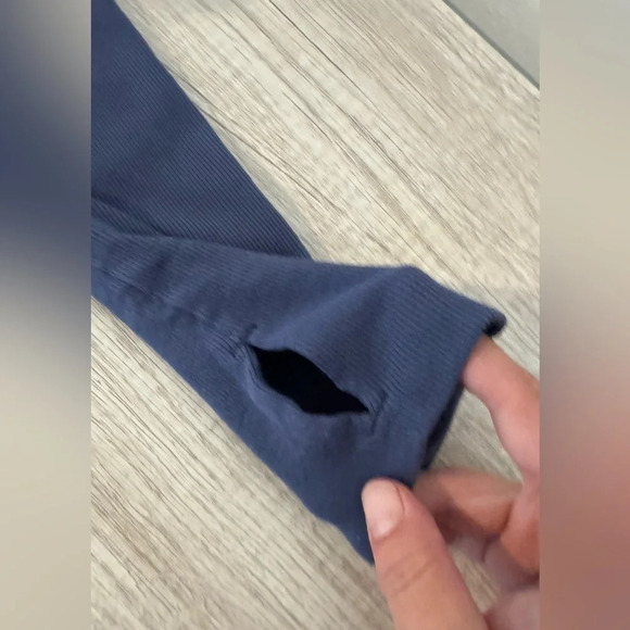 Free People We the Free Oceana Blue Raymond Thermal Top Oversized Size Medium - Picture 5 of 11